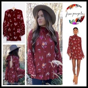FREE PEOPLE BOHO MINI DRESS FLORAL BOHEMIAN FESTIVAL TUNIC A3C